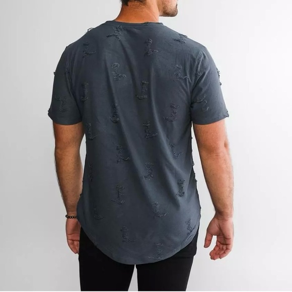 Nova Industries Destructed T-Shirt Dark Slate Gray Size Medium - Picture 2 of 10